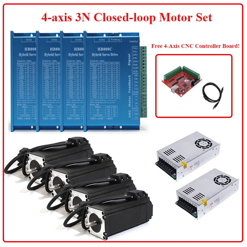 4 Axis Nema 23 Closed Loop Ste - Nema 23 Closed Loop Stepper Motor Driver Kit 评论和价格